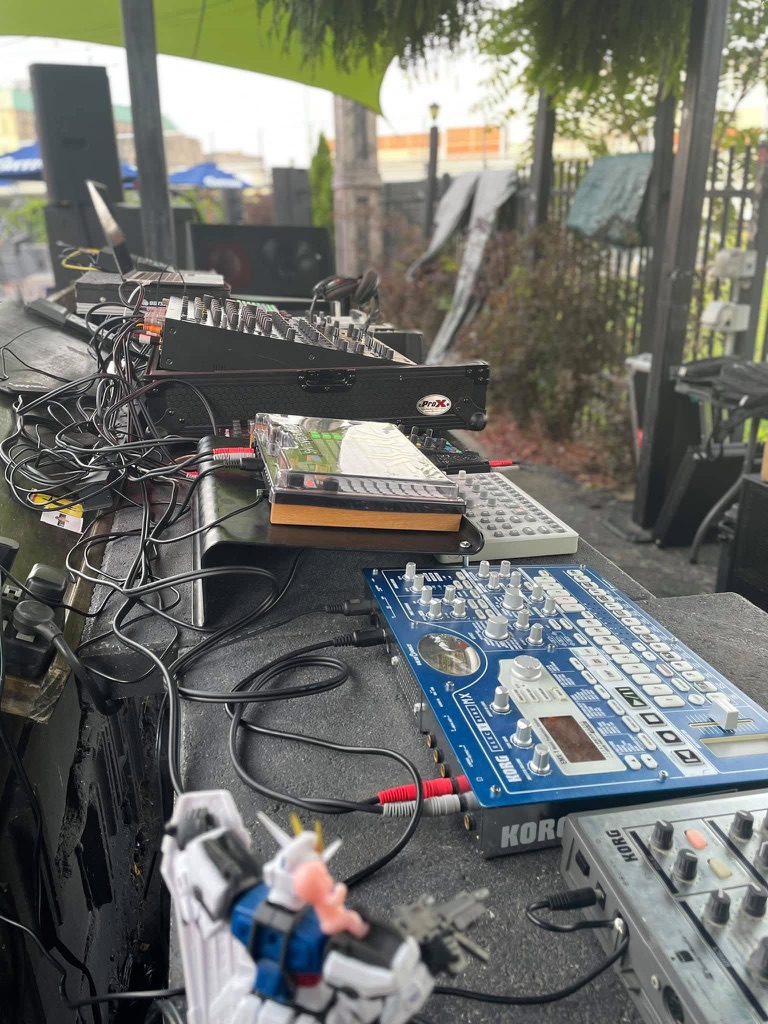 Live hardware setup on an outdoor stage