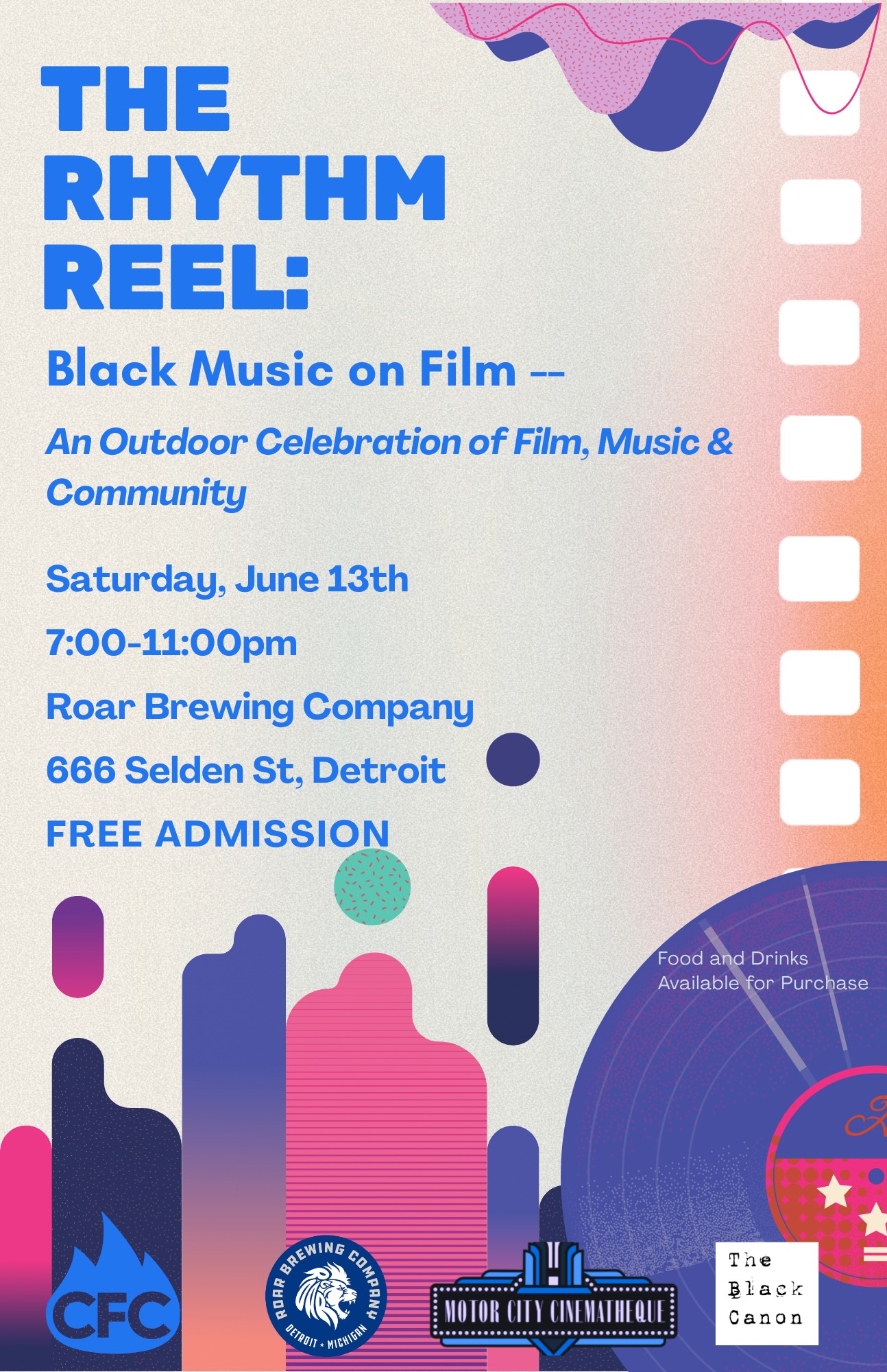 The Rhythm Reel: Black Music on Film flyer — Campfire Films, Detroit, June 13 2026